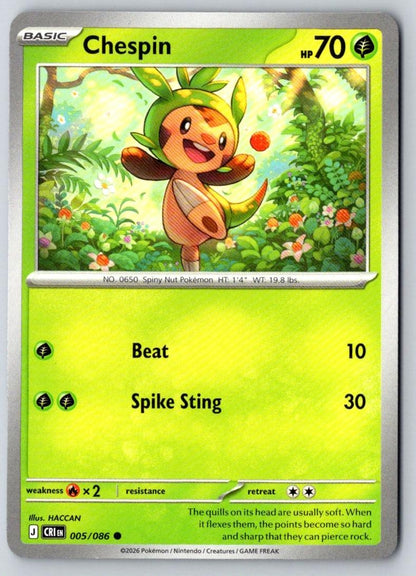 Chespin 005/086 Common Chaos Rising Pokemon Near Mint