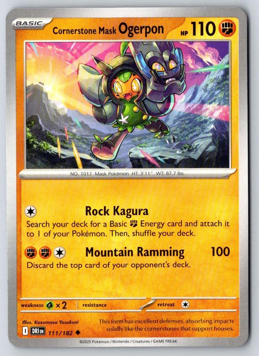 Cornerstone Mask Ogerpon 111/182 Uncommon Destined Rivals Pokemon Near Mint