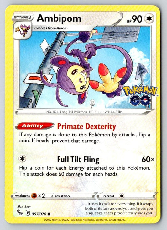 Ambipom 057/078 Common Pokemon GO Pokemon Near Mint