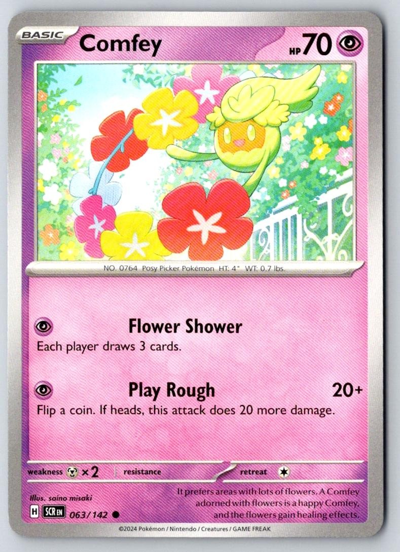 Comfey 63/142 Common Stellar Crown Pokemon Near Mint
