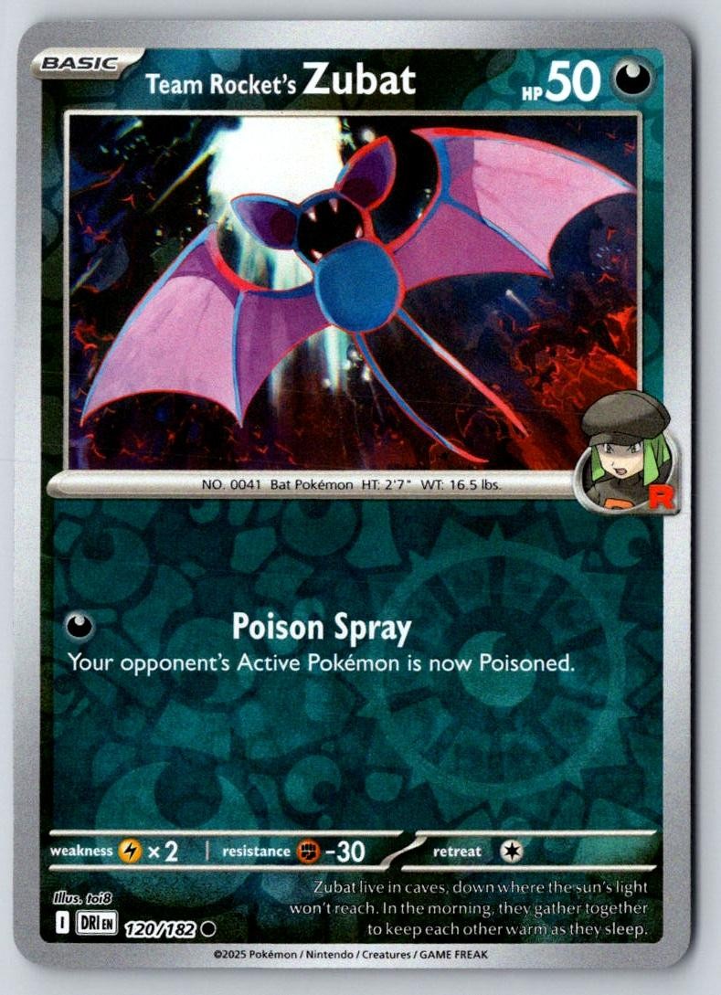 Team Rocket's Zubat 120/182 Common Destined Rivals Pokemon Near Mint