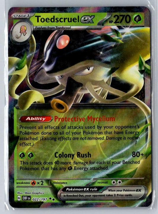 Toedscruel ex 022/197 Double Rare Obsidian Flames Pokemon Near Mint