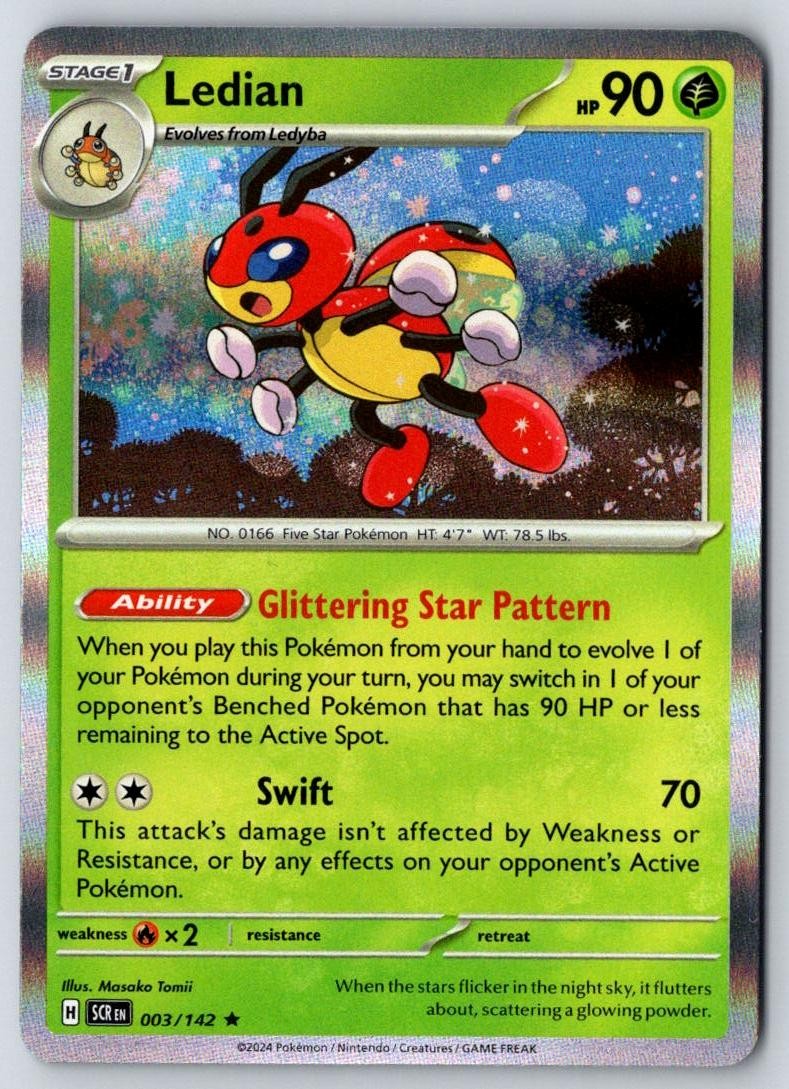 Ledian 3/142 Rare Stellar Crown Pokemon Holo Near Mint