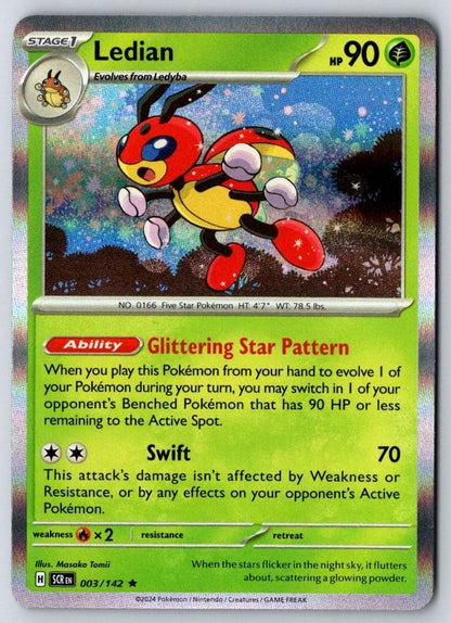 Ledian 3/142 Rare Stellar Crown Pokemon Holo Near Mint