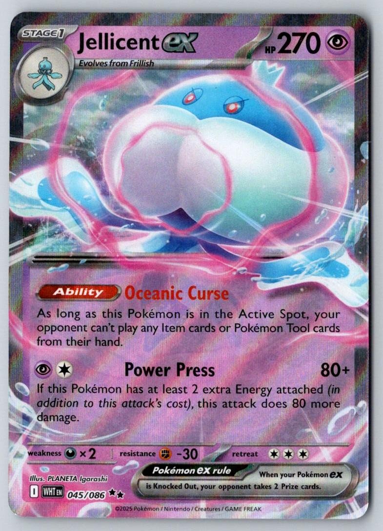 Jellicent ex 045/086 Holo Double Rare White Flare Pokemon Near Mint