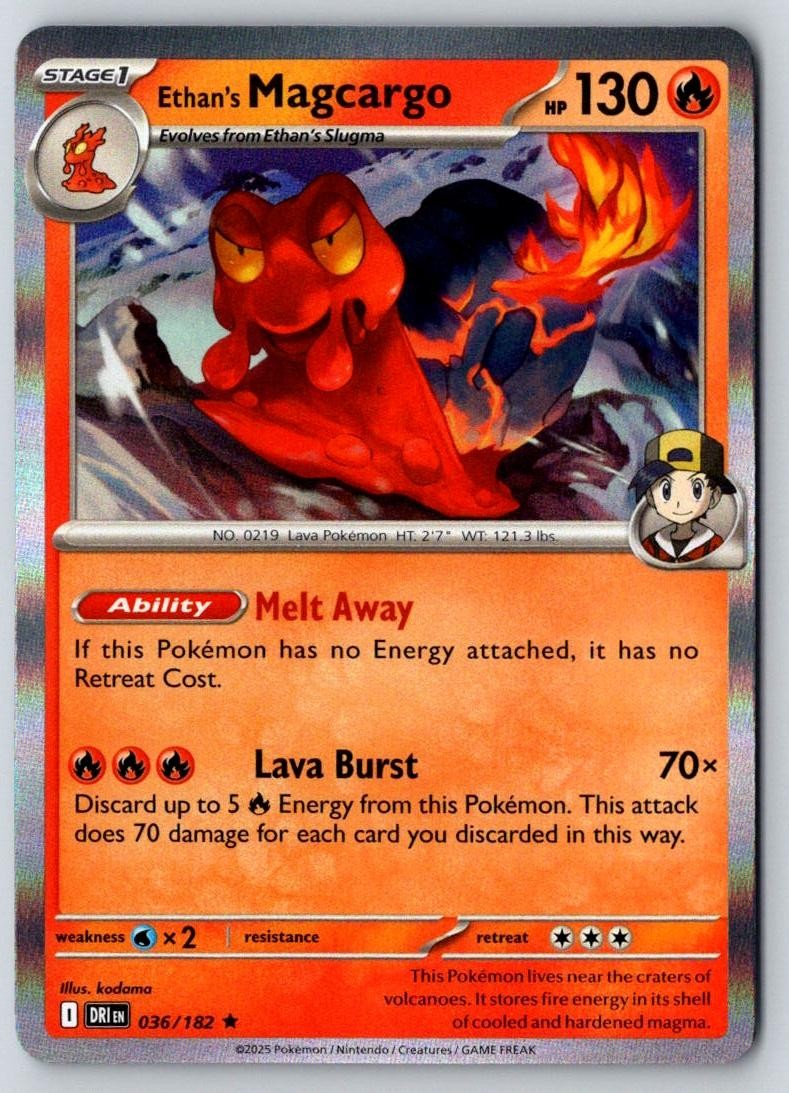 Ethan's Magcargo 036/182 Rare Destined Rivals Pokemon Holo Near Mint