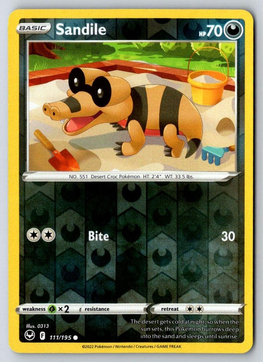 Sandile 111/195 Common Silver Tempest Pokemon Near Mint
