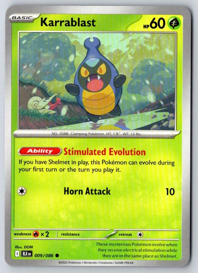 Karrablast 009/086 Common Black Bolt Pokemon Near Mint