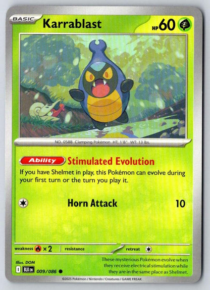 Karrablast 009/086 Common Black Bolt Pokemon Near Mint