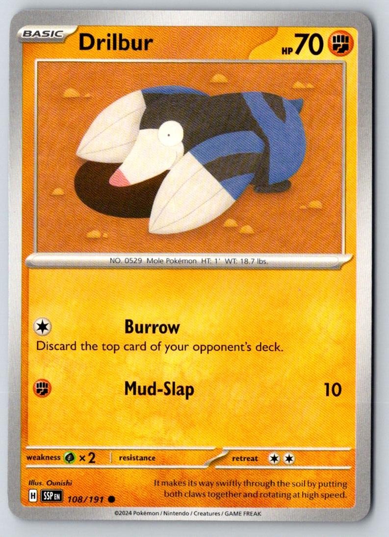 Drilbur 108/191 Common Surging Sparks Pokemon Near Mint