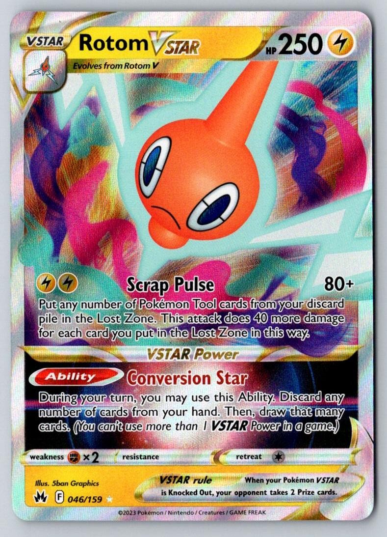 Rotom VSTAR 046/159 Holo VSTAR Rare Crown Zenith Pokemon Holo Near Mint