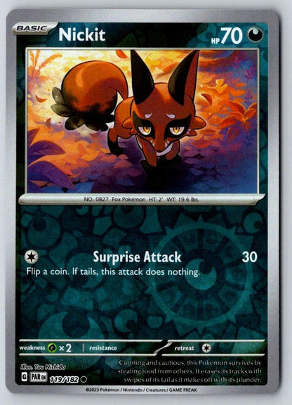 Nickit 119/182 Common Paradox Rift Pokemon Near Mint