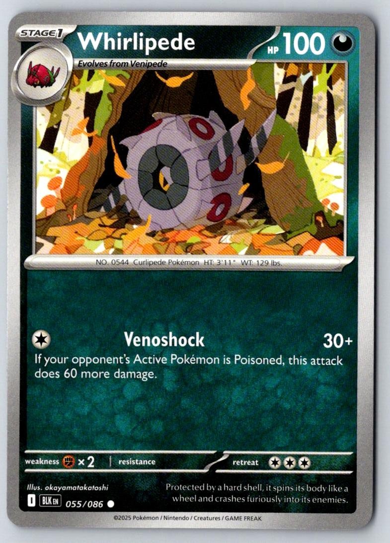 Whirlipede 055/086 Common Black Bolt Pokemon Near Mint