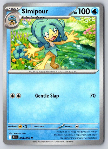 Simipour 018/086 Uncommon Black Bolt Pokemon Near Mint