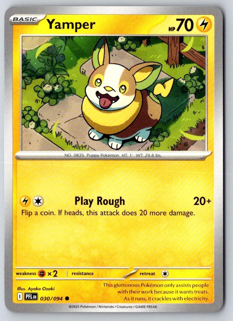Yamper 030/094 Common Phantasmal Flames Pokemon Near Mint