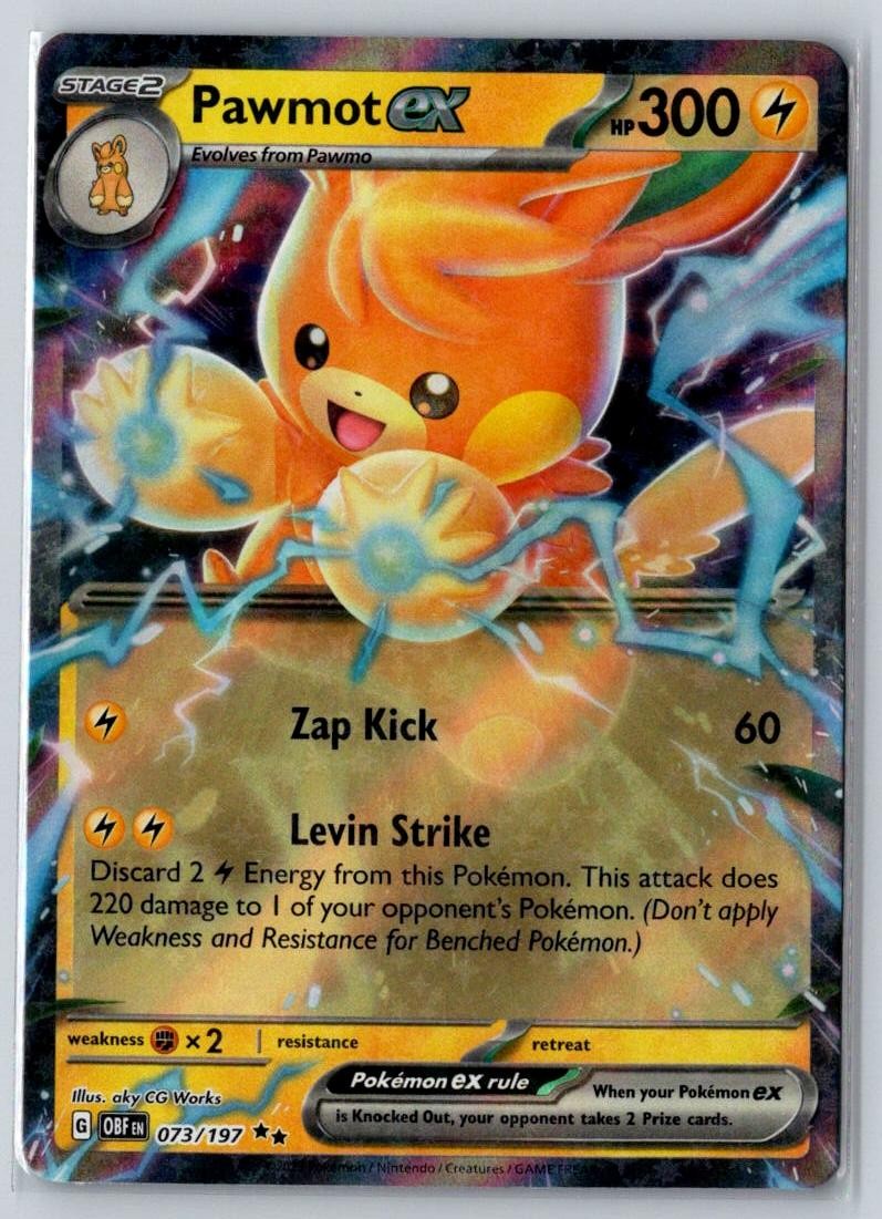 Pawmot ex 073/197 Double Rare Obsidian Flames Pokemon Near Mint