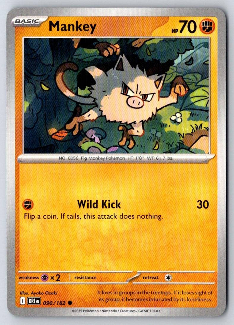 Mankey 090/182 Common Destined Rivals Pokemon Near Mint