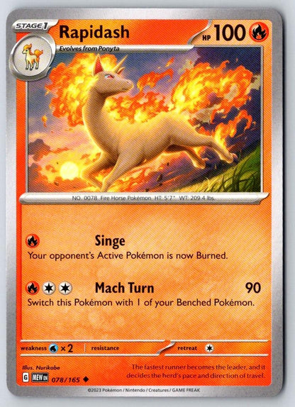 Rapidash 078/165 Uncommon 151 Pokemon Near Mint