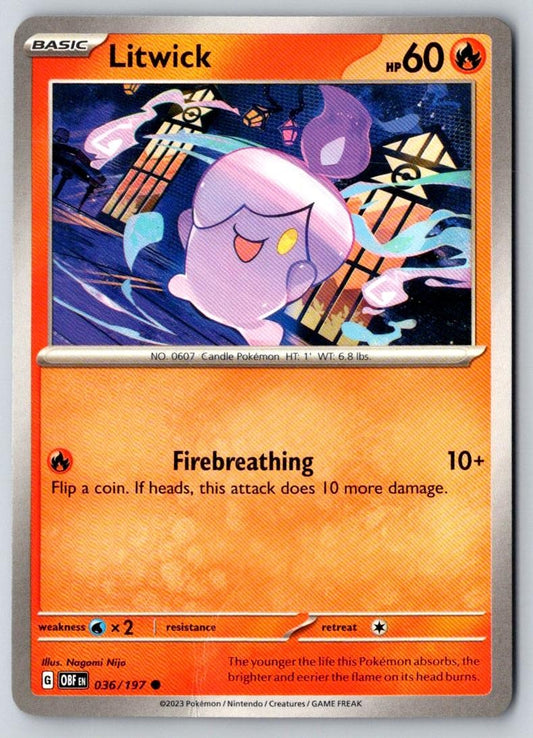Litwick 036/197 Common Obsidian Flames Pokemon Near Mint