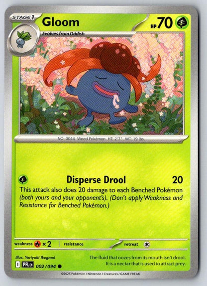Gloom 002/094 Common Phantasmal Flames Pokemon Near Mint