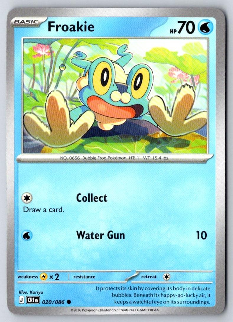 Froakie 020/086 Common Chaos Rising Pokemon Near Mint