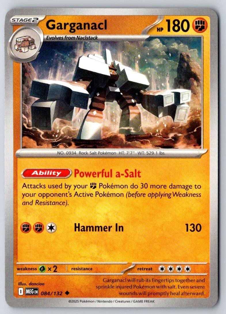 Garganacl 084/132 Uncommon Mega Evolution Pokemon Near Mint