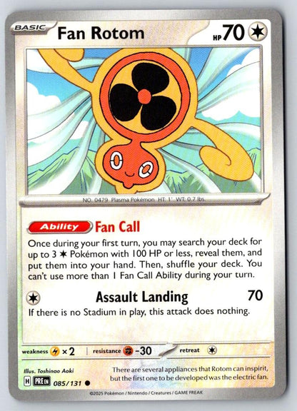 Fan Rotom 085/131 Common Prismatic Evolutions Pokemon Near Mint