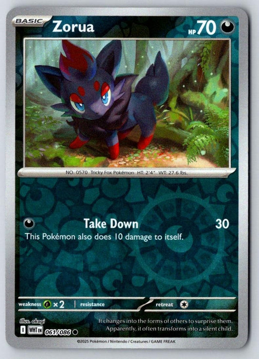 Zorua 061/086 Common White Flare Pokemon Near Mint