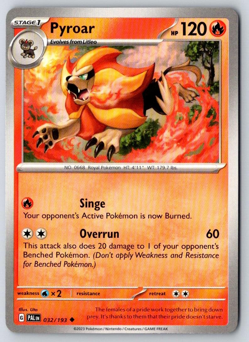 Pyroar 032/193 Uncommon Paldea Evolved Pokemon Near Mint