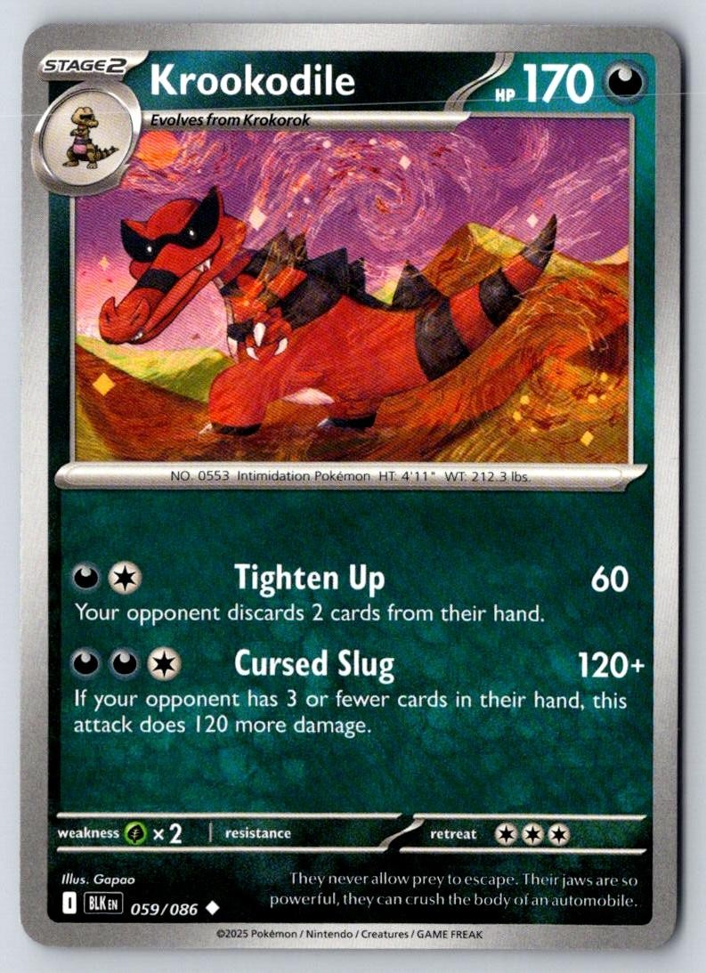 Krookodile 059/086 Uncommon Black Bolt Pokemon Near Mint