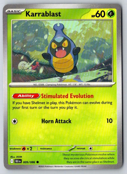 Karrablast 009/086 Common Black Bolt Pokemon Near Mint