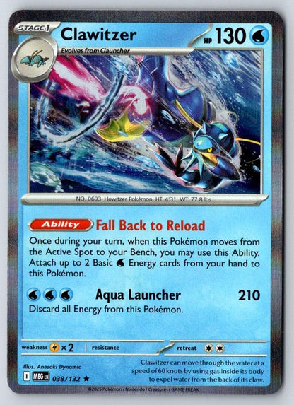 Clawitzer 038/132 Rare Mega Evolution Pokemon Holo Near Mint