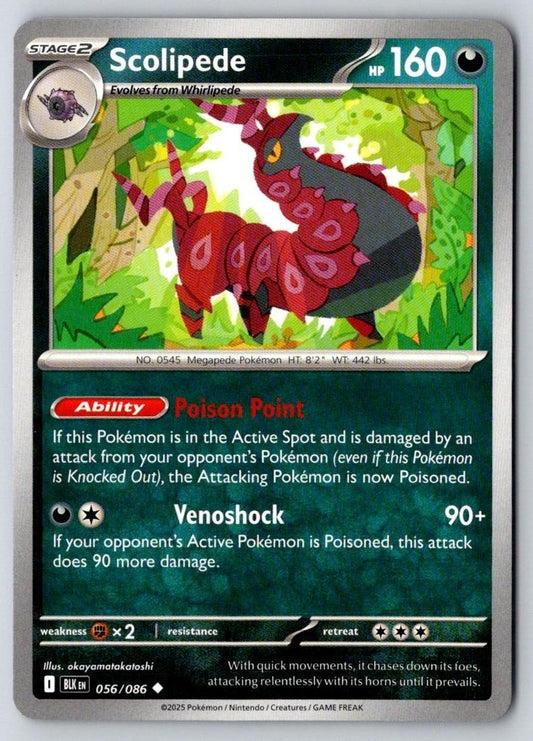 Scolipede 056/086 Uncommon Black Bolt Pokemon Near Mint