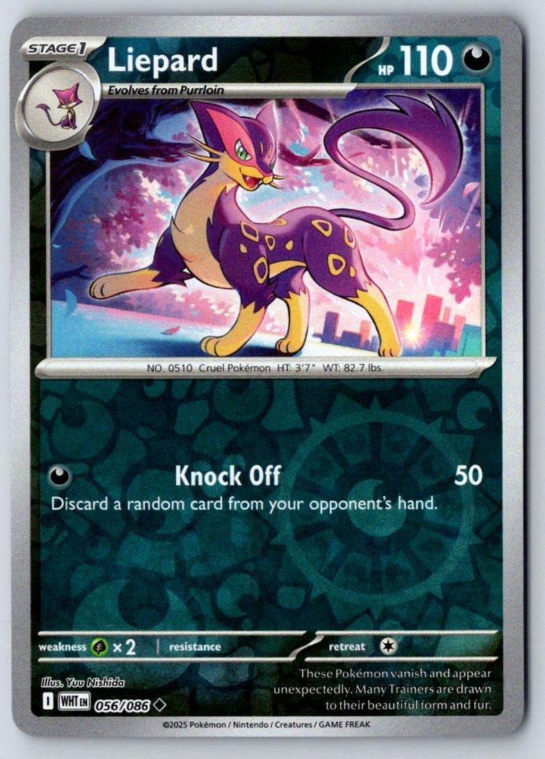 Liepard 056/086 Uncommon White Flare Pokemon Reverse Holo Near Mint