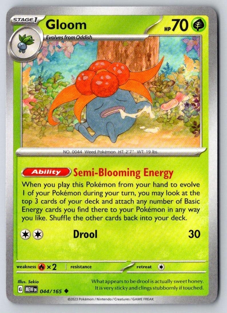 Gloom 044/165 Uncommon 151 Pokemon Near Mint