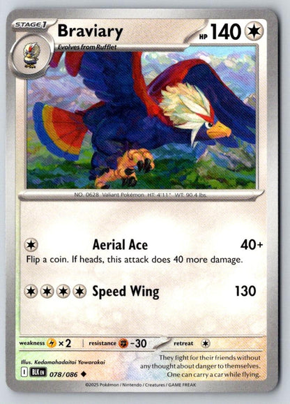 Braviary 078/086 Uncommon Black Bolt Pokemon Near Mint