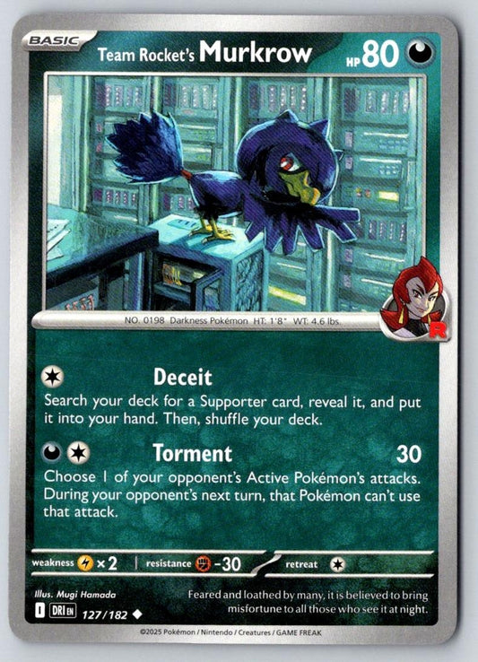 Team Rocket's Murkrow 127/182 Uncommon Destined Rivals Pokemon Near Mint