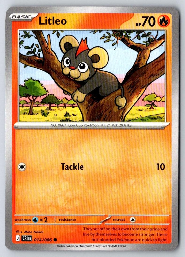 Litleo 014/086 Common Chaos Rising Pokemon Near Mint