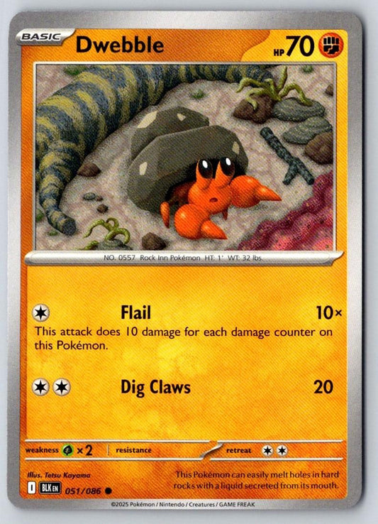 Dwebble 051/086 Common Black Bolt Pokemon Near Mint