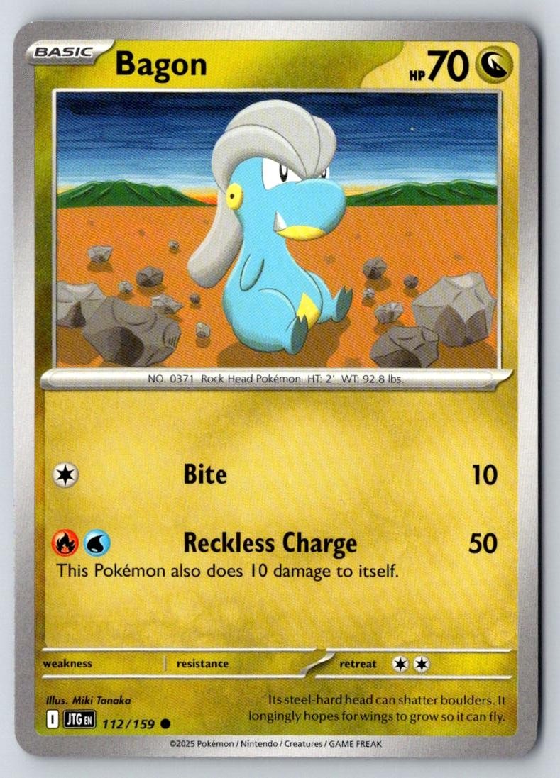 Bagon 112/159 Common Journey Together Pokemon Near Mint