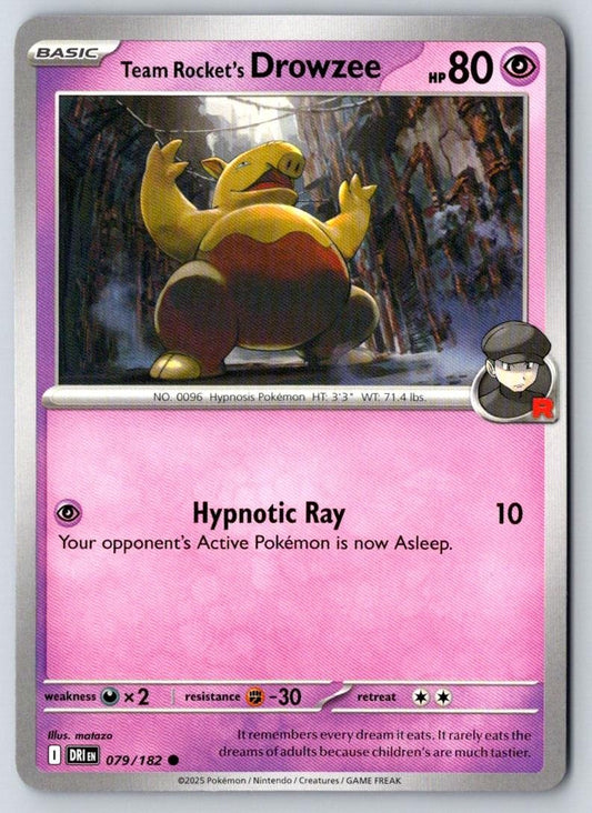 Team Rocket's Drowzee 079/182 Common Destined Rivals Pokemon Near Mint
