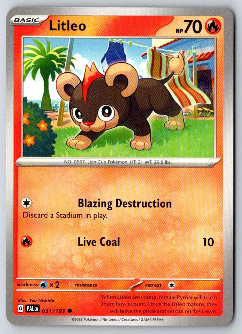 Litleo 031/193 Common Paldea Evolved Pokemon Near Mint