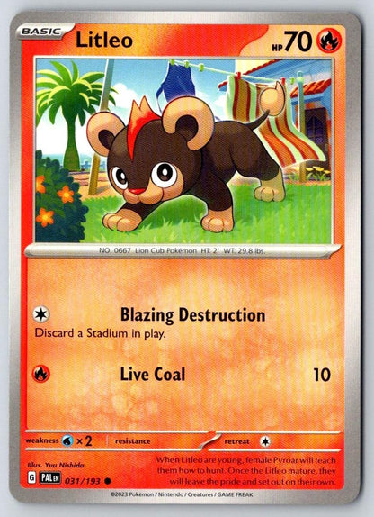 Litleo 031/193 Common Paldea Evolved Pokemon Near Mint