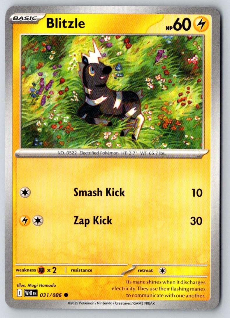Blitzle 031/086 Common White Flare Pokemon Near Mint