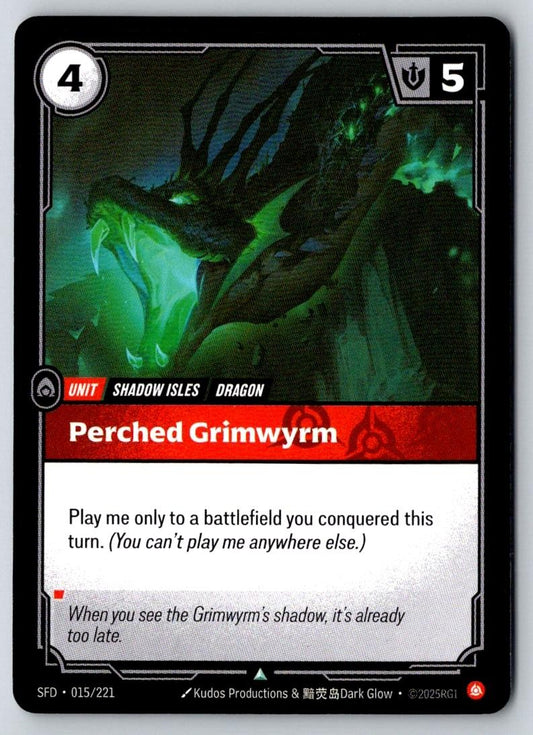 Perched Grimwyrm 015/221 Uncommon Spiritforged Riftbound Near Mint