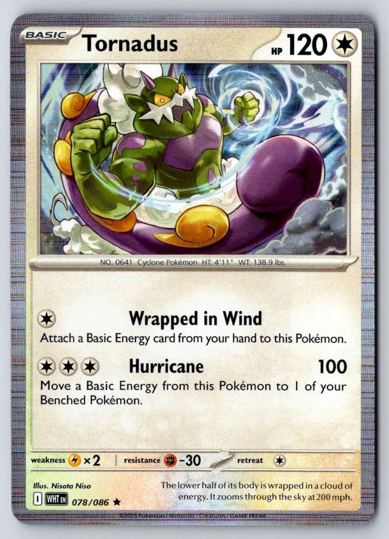 Tornadus 078/086 Holo Rare White Flare Pokemon Near Mint