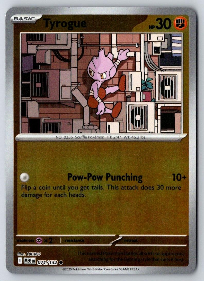 Tyrogue 071/132 Common Mega Evolution Pokemon Near Mint