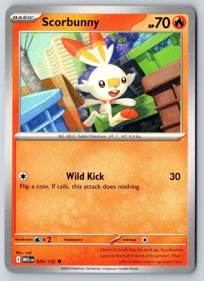 Scorbunny 026/132 Common Mega Evolution Pokemon Near Mint