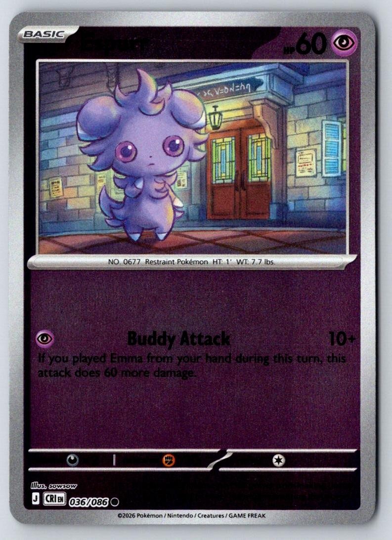 Espurr 036/086 Common Chaos Rising Pokemon Near Mint