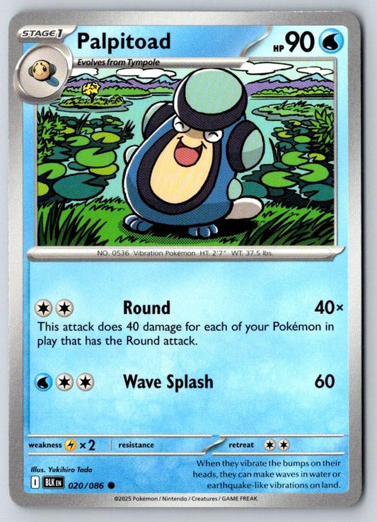 Palpitoad 020/086 Common Black Bolt Pokemon Near Mint